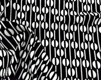 Black White Geometric Stripe Printed Bullet Liverpool Textured 4 way Stretch Fabric by the Yard