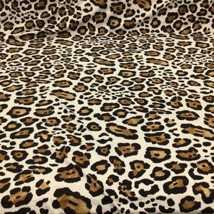 Brown Leopard Printed Double Brushed DTY Spandex Stretch Apparel Fabric by the Yard