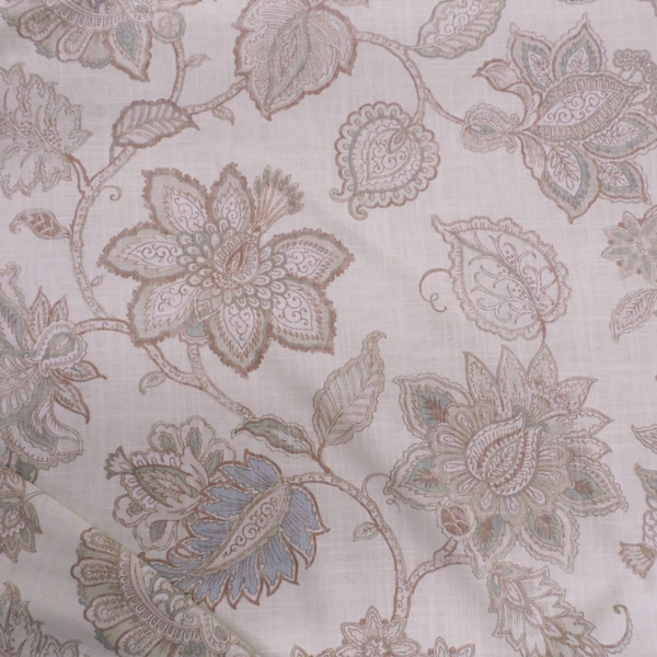 Belle Maison Celine Natural Home Decor Floral Linen Fabric by the Yard