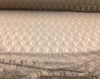 Latte Brown Stretch Lace Embroidered Floral Sheer Fabric by the Yard