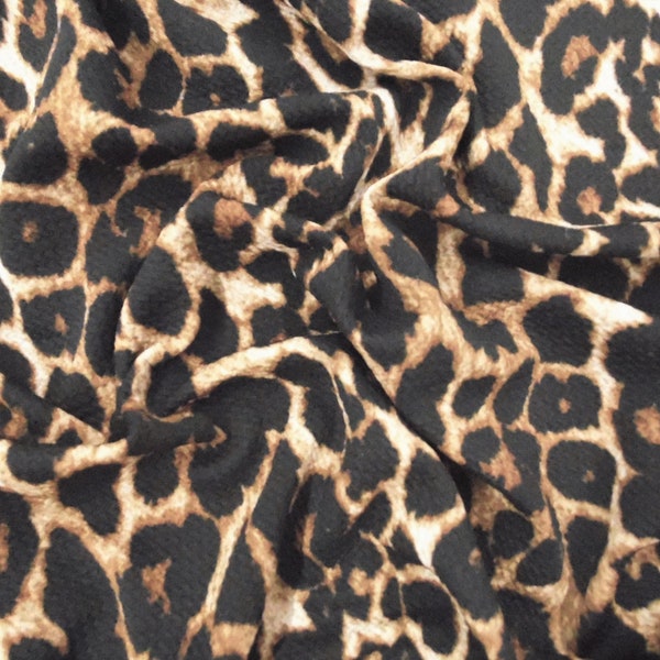 Dark Brown Cheetah Printed Bullet Liverpool Textured 4 way Stretch Fabric by the Yard