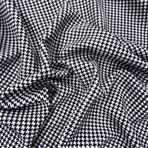 Black 1/4" Houndstooth Printed Bullet Liverpool Textured 4 way Stretch Fabric by the Yard