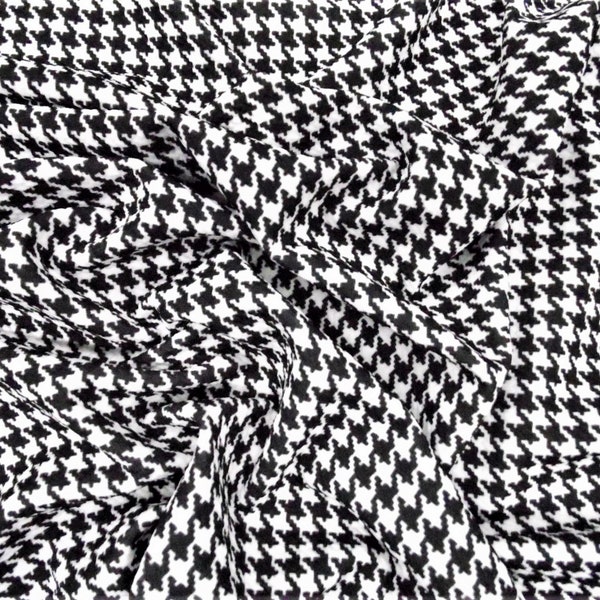 Black 1/2" Houndstooth Printed Bullet Liverpool Textured 4 way Stretch Fabric by the Yard