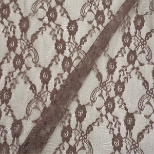 Brown Floral Lattice Stretch Lace Sheer Fabric by the Yard