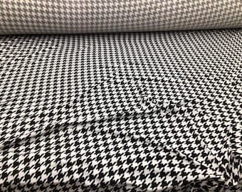Black White Houndstooth Printed Double Brushed DTY Spandex Stretch Apparel Fabric by the Yard