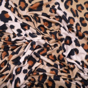 Brown Tan Black Cheetah Printed Brushed Spandex Stretch Fabric by the Yard