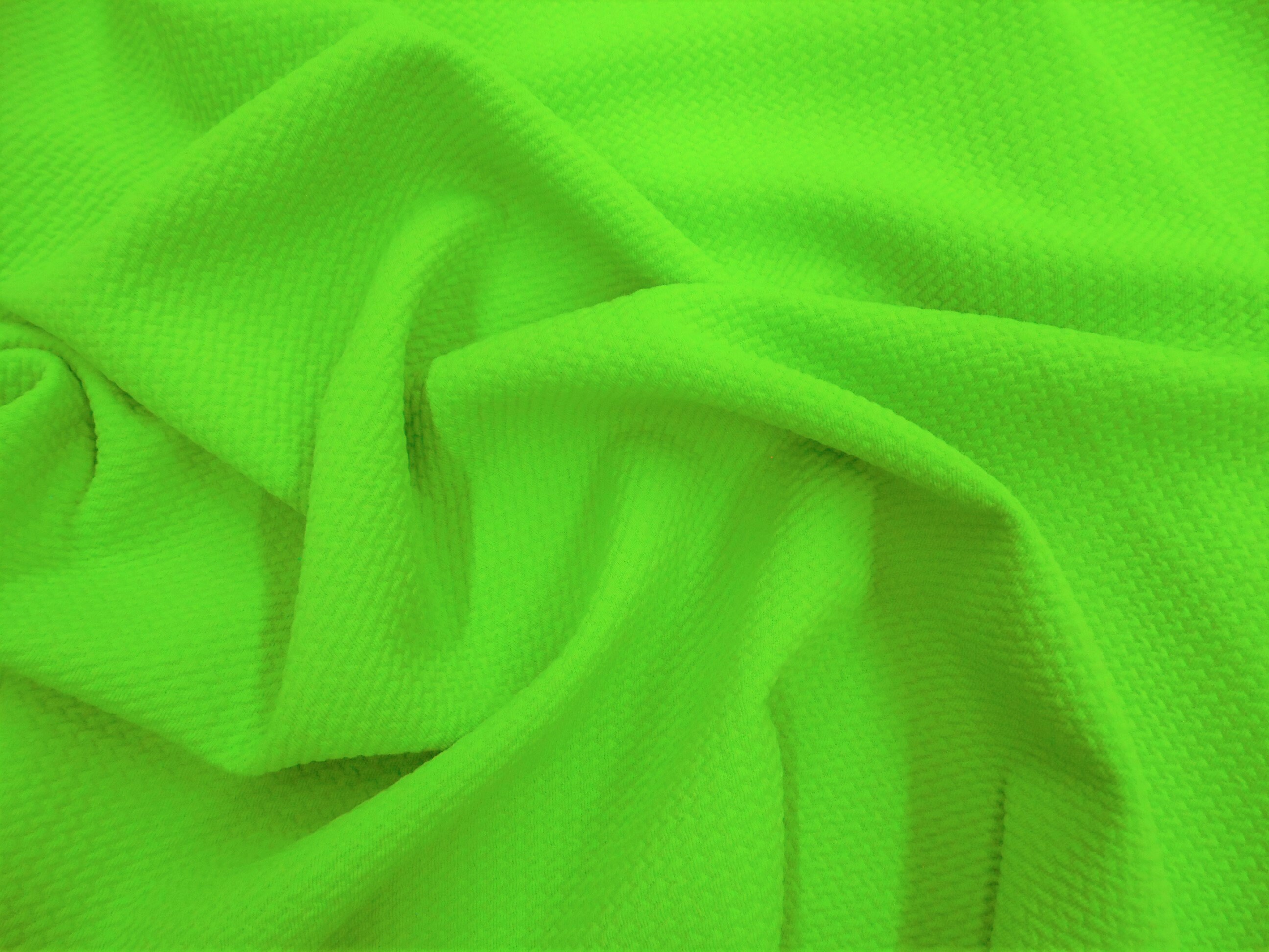 Neon Green Bullet Liverpool Textured 4 way Stretch Fabric by the Yard