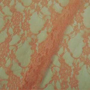 Peach Metallic Floral Lattice Stretch Lace Sheer Fabric by the Yard