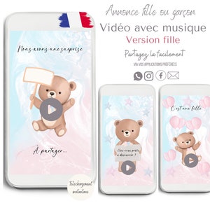 Gender reveal video announcement, girl or boy video announcement in French, baby girl gender reveal