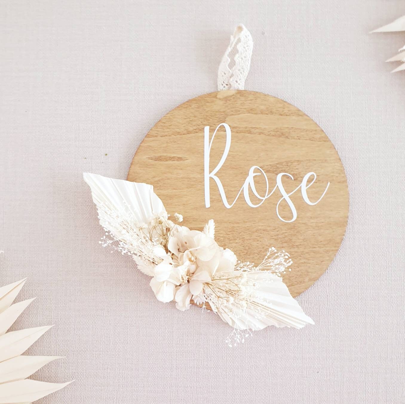 Plaque Feuilles de Palm et Hortensia Personnalisable Prénom