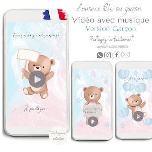 Gender reveal video announcement, girl or boy video announcement in French, baby boy gender reveal