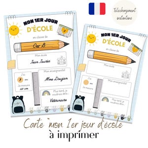 Mon premier jour d'école , souvenir rentrée des classes en fichier PDF à imprimer- téléchargement instantané