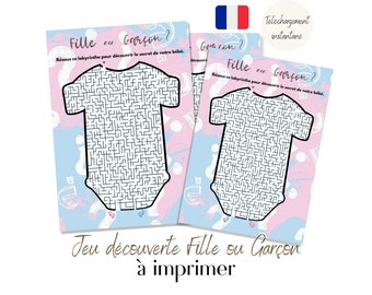 Annonce sexe bébé, révélation fille ou garçon en français, labyrinthe annonce genre bébé à imprimer, gender reveal en français