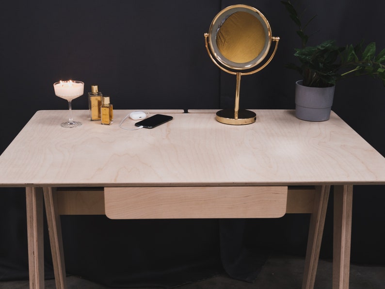 Boho Vanity Table Wood Desk and Makeup Organizer Perfect Etsy Canada