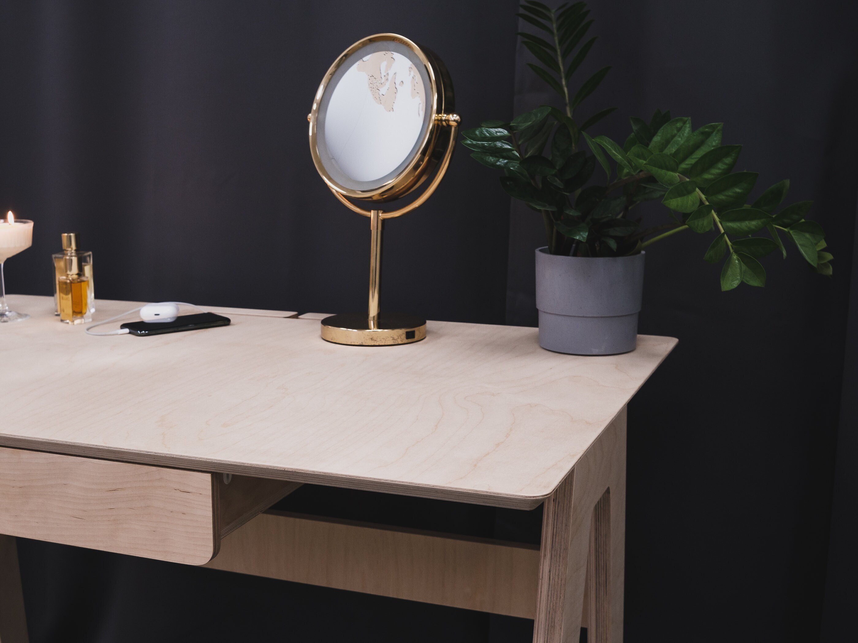 Boho Vanity Table Wood Desk and Makeup Organizer Perfect Etsy Canada