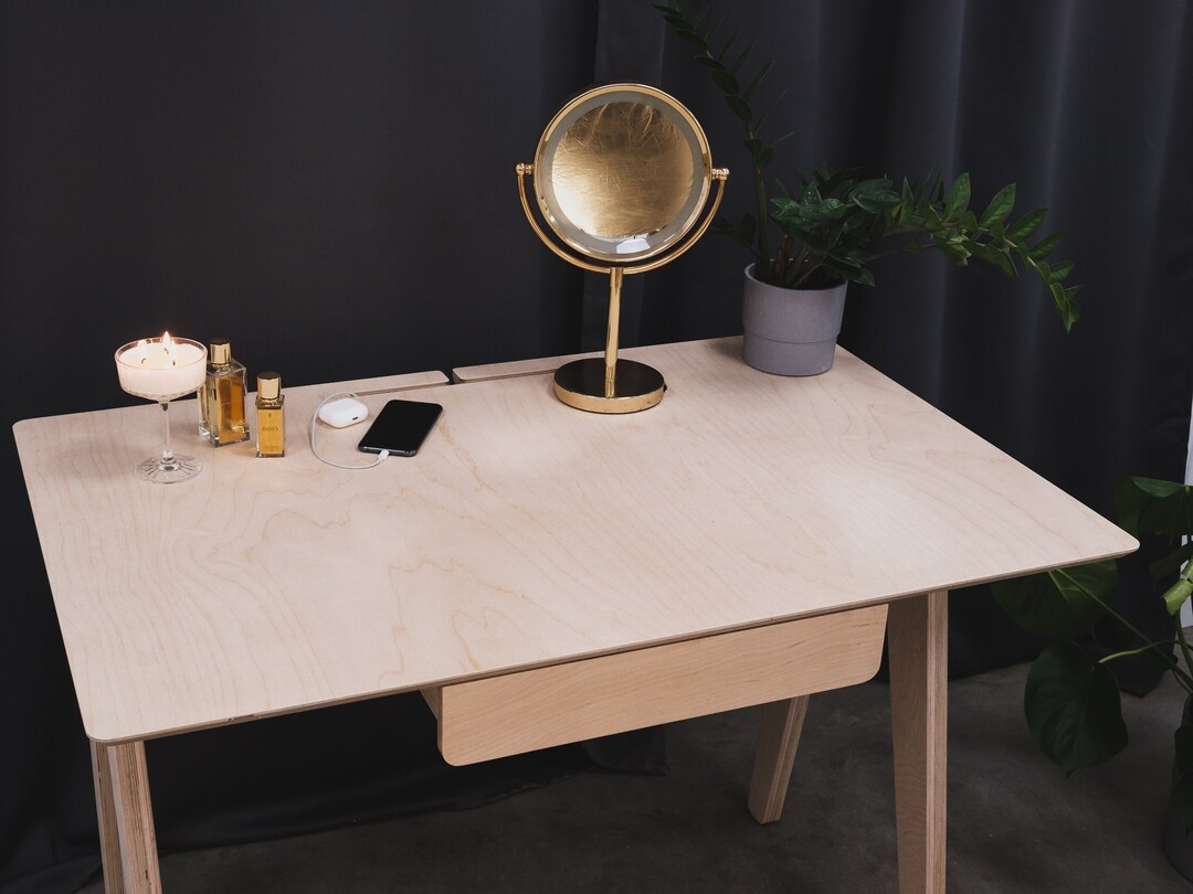 Boho Vanity Table Wood Desk and Makeup Organizer Perfect Etsy Canada