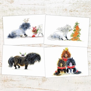 Shetland Pony Weihnachtskarten - 4, 8 oder 16 - A6 Shetland Pony Weihnachtsgrußkartensammlung