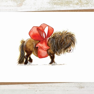 Cadeau cheval - poney / cheval carte de voeux et d'anniversaire - poney illustrée à la main A6