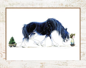All Ye Faithful - carte de Noël cheval lourd - carte de voeux de vacances cheval A6