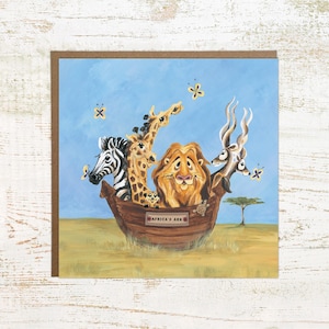 Afrika Arche - Safari Tiere Grüße & Geburtstagskarte - Quadratische Afrikanische Tiere Karte - 148mmx148mm