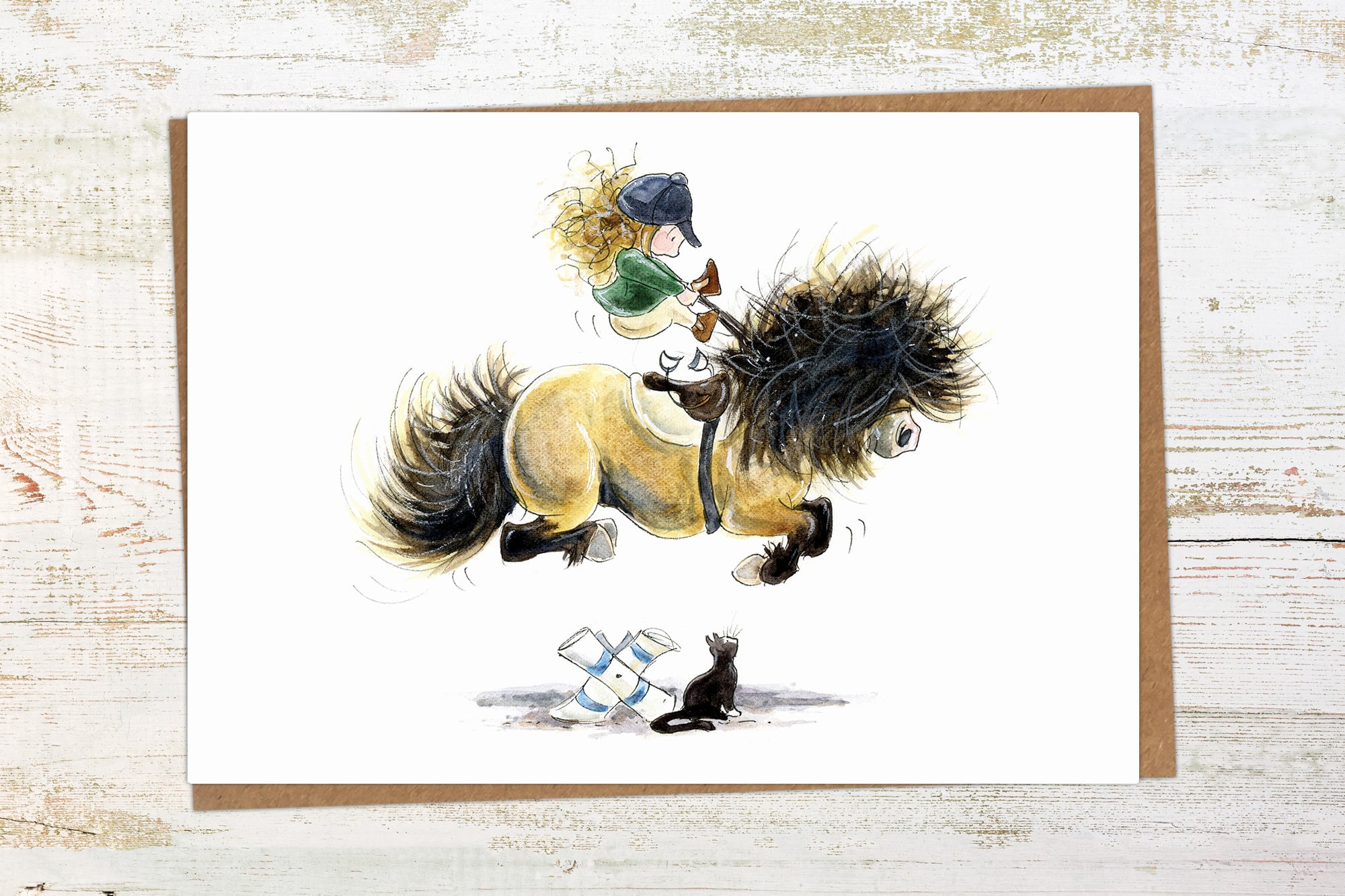 Cat Leap - Funny Pony Birthday / Greetings Card - Horse