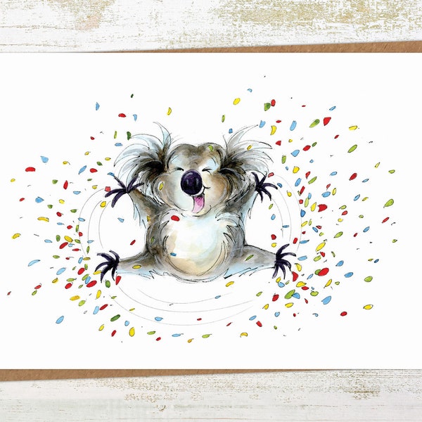 Koala Me Happy - Koala Greetings / Celebration / Birthday Card - A6 Watercolour Australian Card
