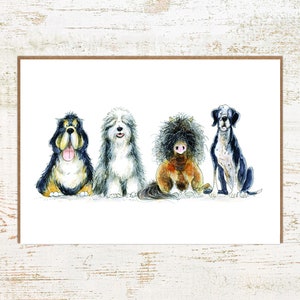 Petit cheval - carte de voeux chiens et poneys - carte chiens et poneys A6 illustrés à la main