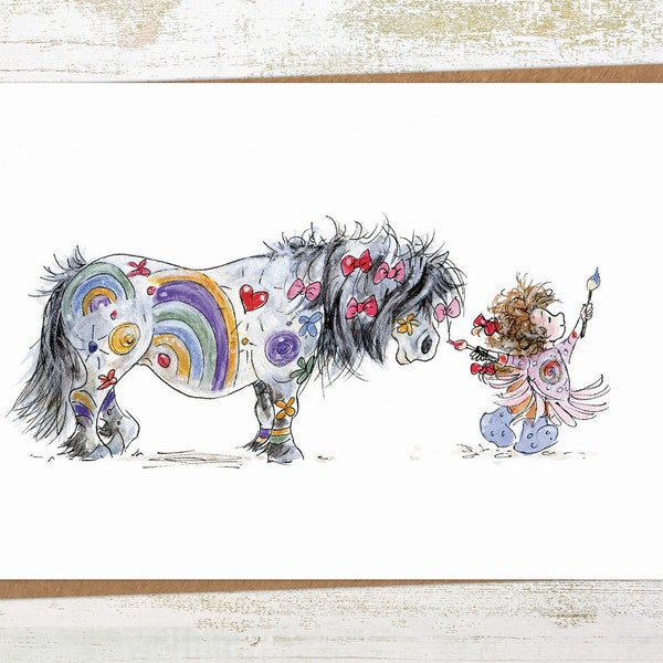 Painted Pony - Pony and Child Greeting / Birthday Card