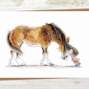 Clydie Cuddle - Clydesdale / Shire Horse carte de voeux ou carte d'anniversaire