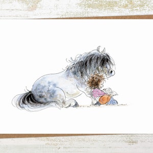 Storytime - Pony und Kind Grußkarte / Geburtstagskarte