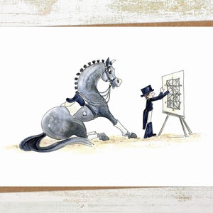 Halt at X - Dressage Horse Equestrian Greeting Card / Birthday Card