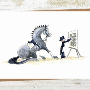 Halt at X - Dressage Horse Equestrian Greeting / Birthday Card