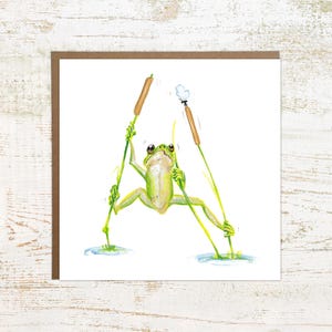 Frog and Fly - Square Funny Frog Greetings Card and Birthday Card - 148mm x 148mm - Perfect for nature lovers!