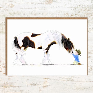 Clydie Moment, biglietto di auguri e compleanno per Shire/Clydesdale/Heavy Horse, biglietto di auguri con cavallo A6 illustrato a mano