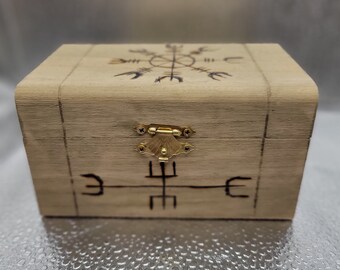 Small Engraved Wooden Box With Bind Runes - Etsy