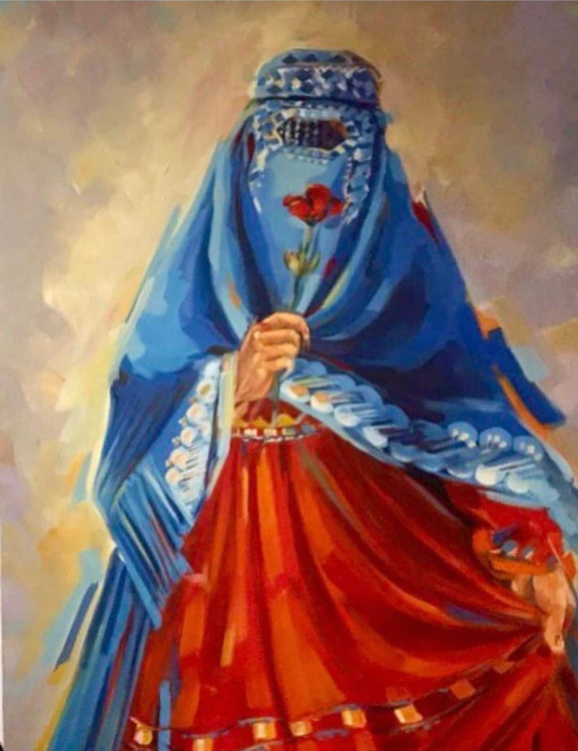 Afghan Woman in Burqa Painting Afghan Art Afghanistan Herat Kabul