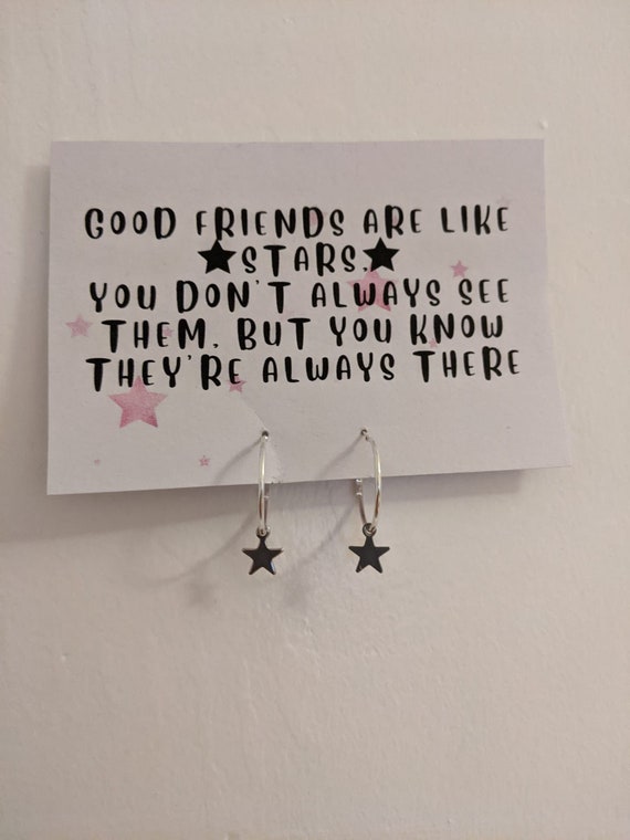 Good friends are like stars. Gift. Star Hoop Earrings. Postal gift