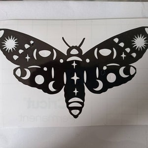 Moth vinyl sticker. Black moth sticker made with permanent vinyl for DIY mugs, glasses, water bottle stickers. Moth decal. Witch stickers