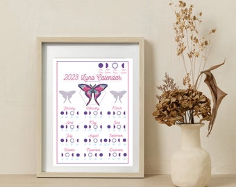 Luna Calendar 2023- Calendar of moons and full moons- digital print