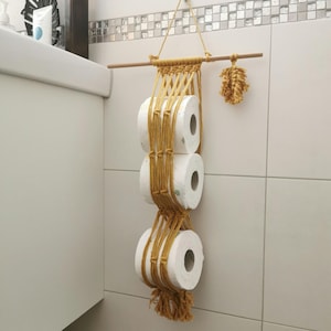 Macrame toilet paper holder | Handmade bathroom decoration | Sustainable | Wall mount for toilet paper | Boho bathroom accessories