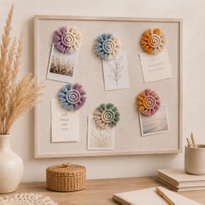Zweifarbiger Makramee Magnet | Boho Kühlschrankmagnet | Two Tone Fridge Magnet | Handgemacht aus recycelter Baumwolle