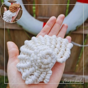 Conchiglia in macramè "Oceano" | Decorazione da spiaggia boho | Annodata a mano, ecologica | Decorazione in stile oceano | Conchiglia per casa al mare | Decorazione per la casa in stile marittimo