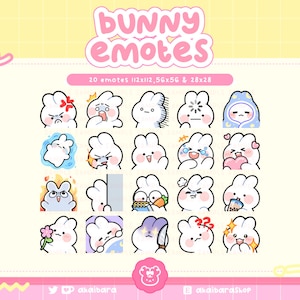 Cute White Bunny Emotes | Twitch, Discord, Youtube | Streamer | Kawaii