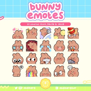Cute Brown Bunny Emotes Vol. 2 | Twitch, Discord, Youtube | Streamer | Kawaii