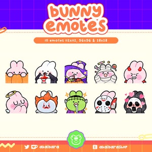 Cute Pink Bunny Halloween Emotes | Twitch, Discord, Youtube | Streamer | Kawaii