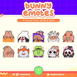 Cute Halloween Brown Bunny Emotes | Twitch, Discord, Youtube | Streamer | Kawaii