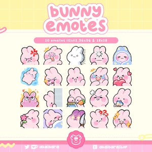 Cute Pink Bunny Emotes | Twitch, Discord, Youtube | Streamer | Kawaii