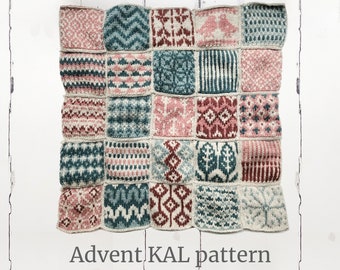 Pattern Knits colorwork knitted blanket pattern - KAL, 25 patterns - stranded knitting, colourwork