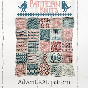 Pattern Knits colorwork knitted blanket pattern - KAL, 25 patterns - stranded knitting, colourwork