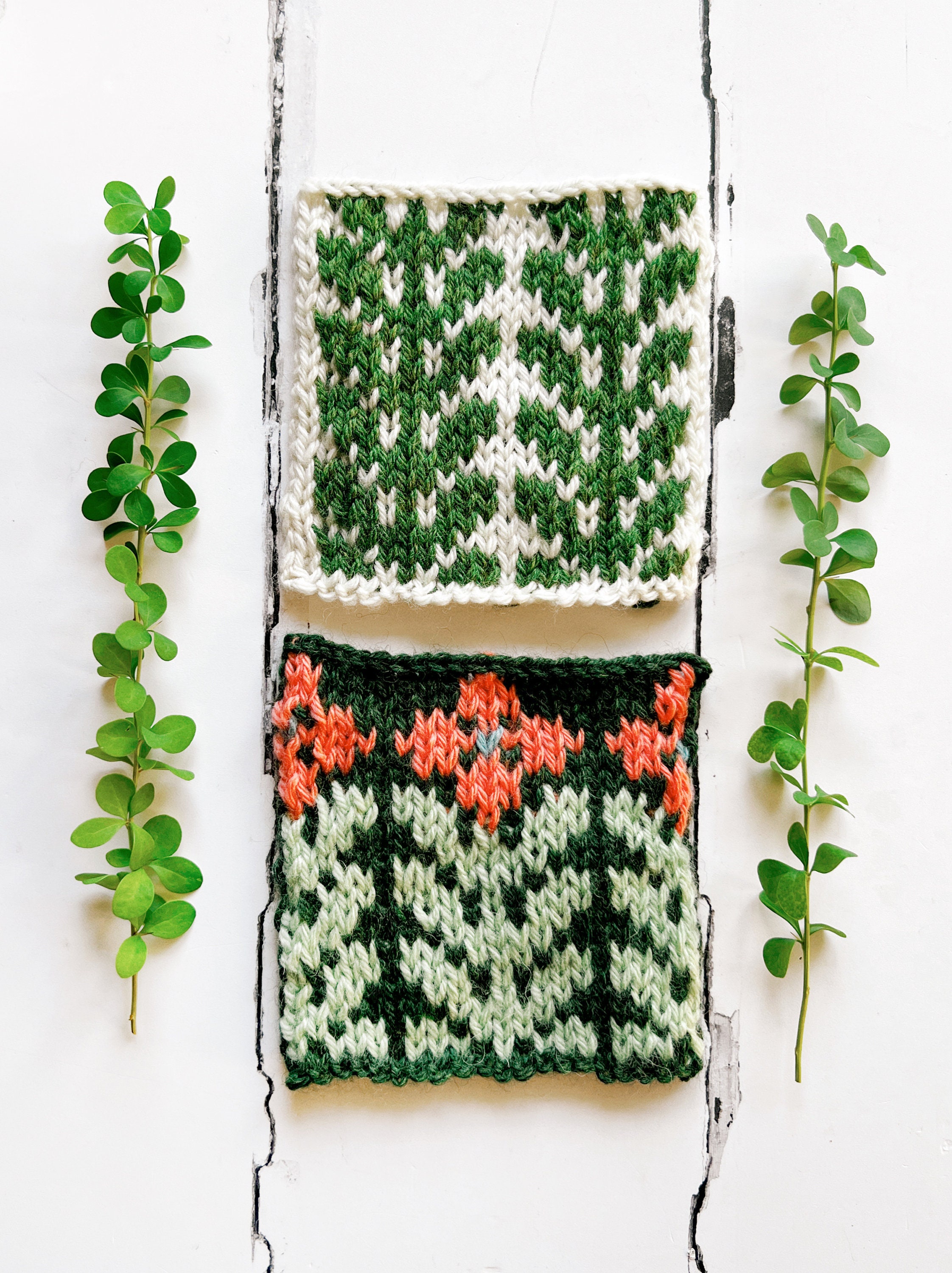 September Colourwork Knitting Patterns - Retro Scandi Florals - PDF ...